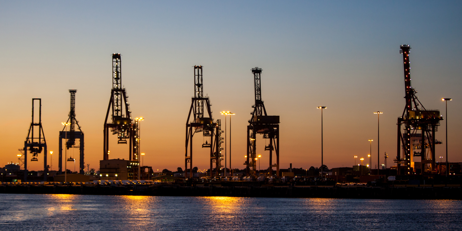 freighter cranes in a port